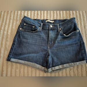 Levi's Dark Blue High-Rise Denim Shorts